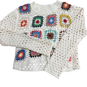 Colorful Crochet Patterned Sweater